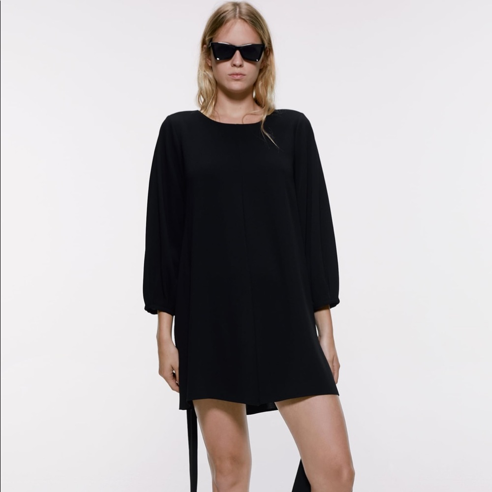 Zara women black tied dress